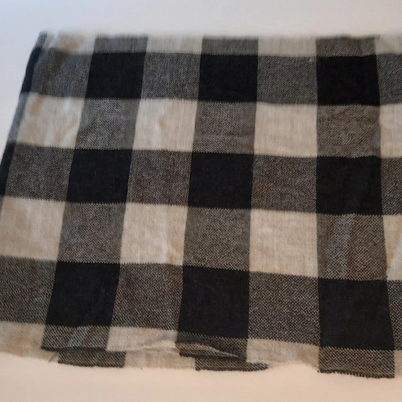 Alan Flusser Merino Wool Men's Scarf Multifunctional Unisex Black Grey Checks - Picture 4 of 5